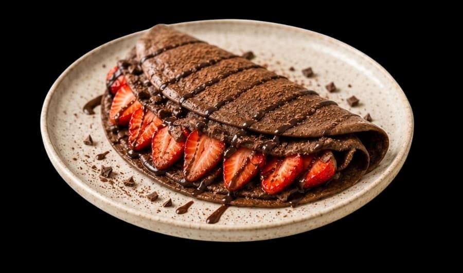 Crepas de cacao con fresas